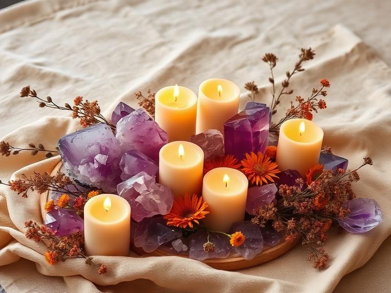 Altar con cristales y velas