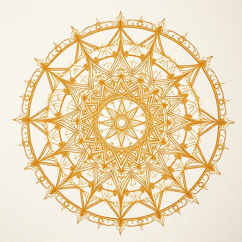 Mandala de geometría sagrada en oro